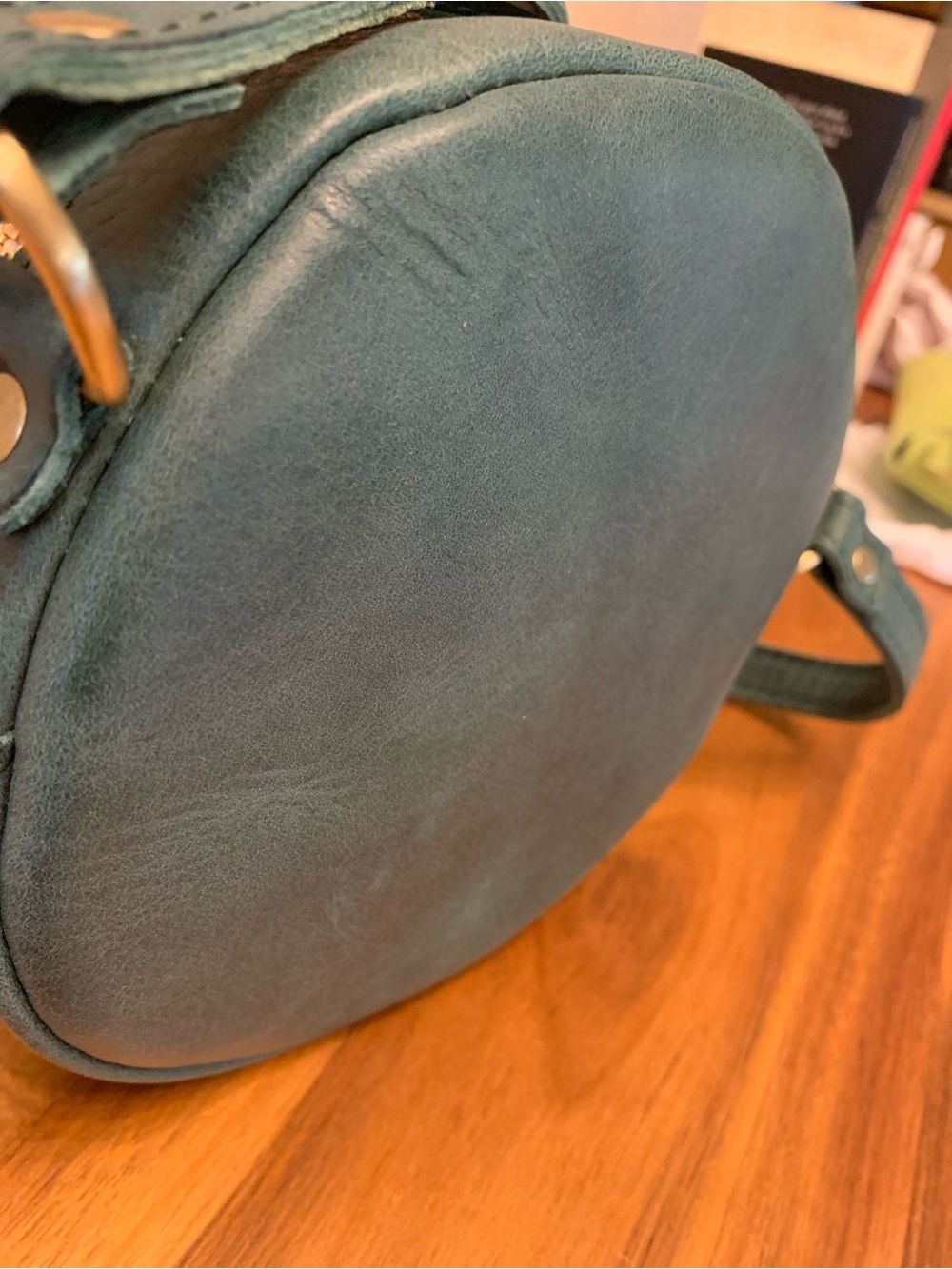 Portland Leather Small Circle Crossbody in the Color: SURF - Picture 6 of 11